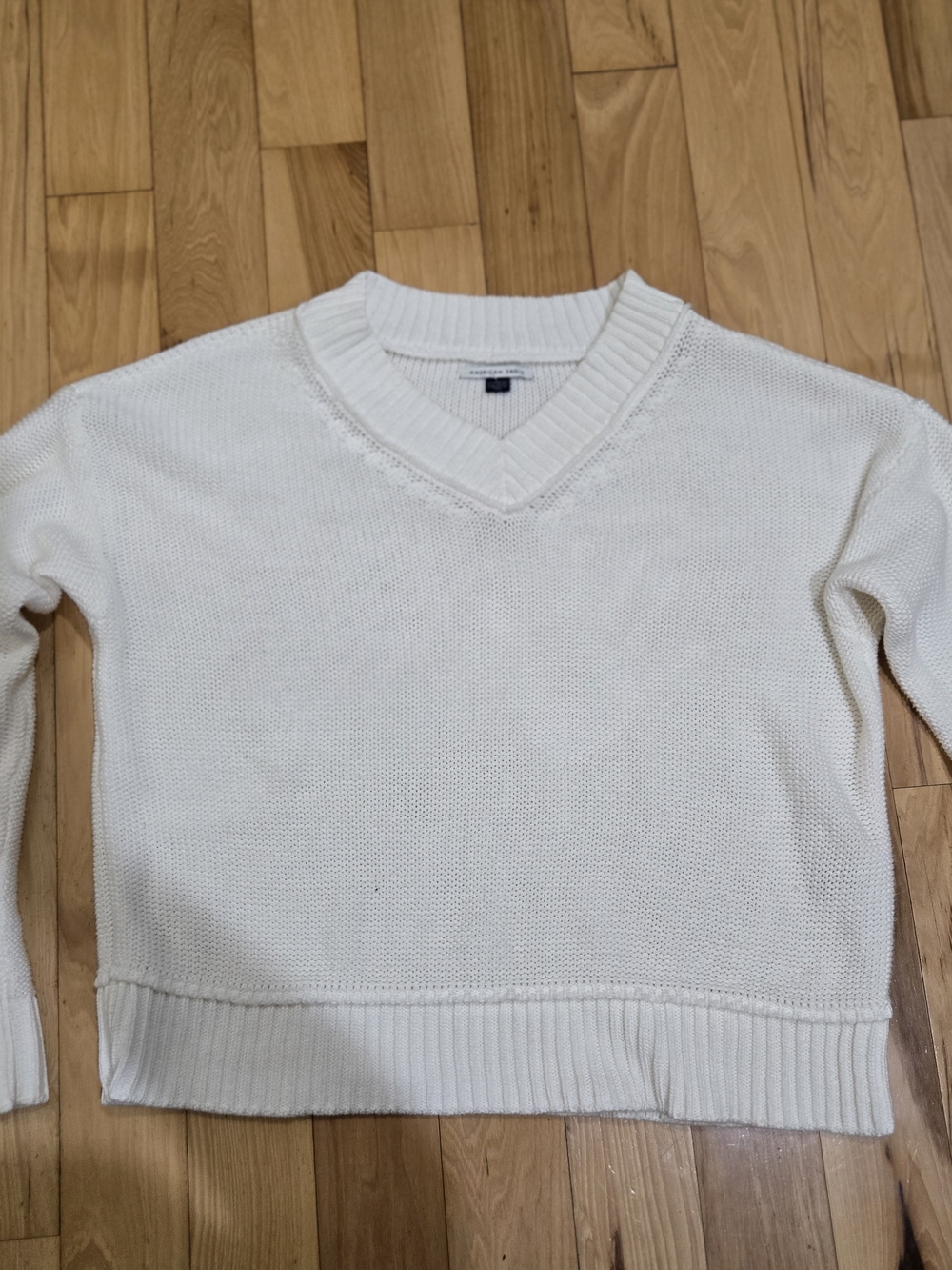 American Eagle Chunky Knit V-Neck Cotton Sweater